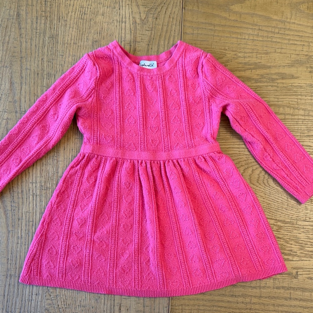 Splendid Hot Pink Knit Heart Cable Dress